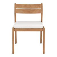 Natural wood chair with a light beige cushion, featuring a simple, modern design and warm tones.