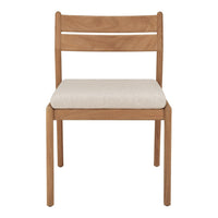 Natural wood finish with a light beige textured seat, designed for a modern aesthetic.