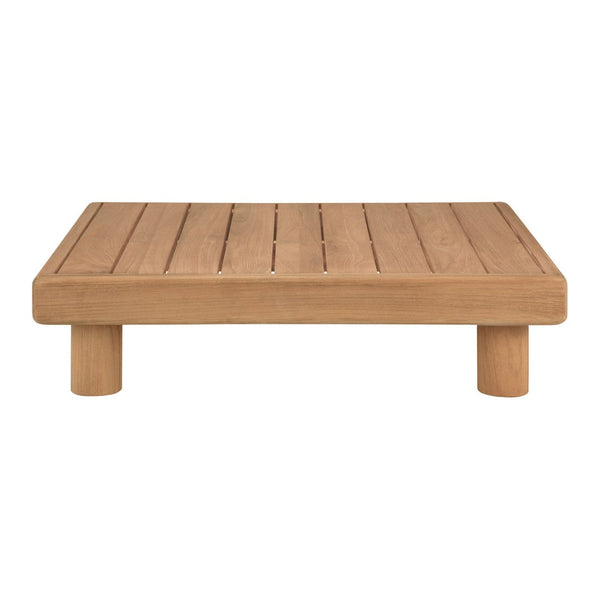 Light brown wooden display stand with a slatted surface and round legs, showcasing a natural, minimalist design.