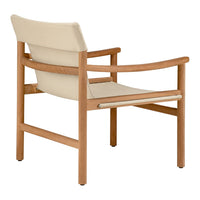 Neutral beige cushion with a light wood frame, featuring a clean, modern design. Perfect for any decor style.