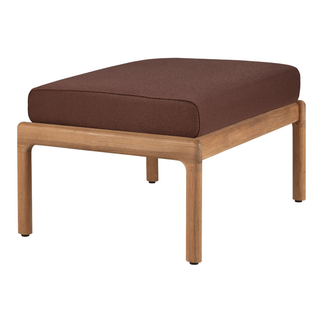 Brown cushion with a solid wood frame, featuring a minimalist design and smooth, clean lines.