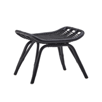 Black woven stool with a minimalist design and unique lattice pattern for stylish decor.