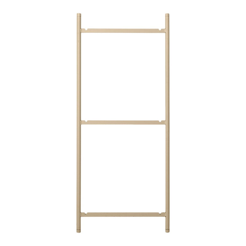 Beige wooden ladder shelf with clean lines and minimalistic design, perfect for modern decor.