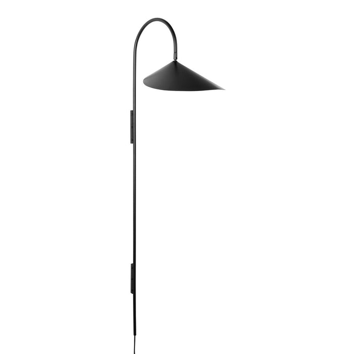 Sleek black floor lamp with a minimalist design and modern cone-shaped shade. Ideal for contemporary decor.