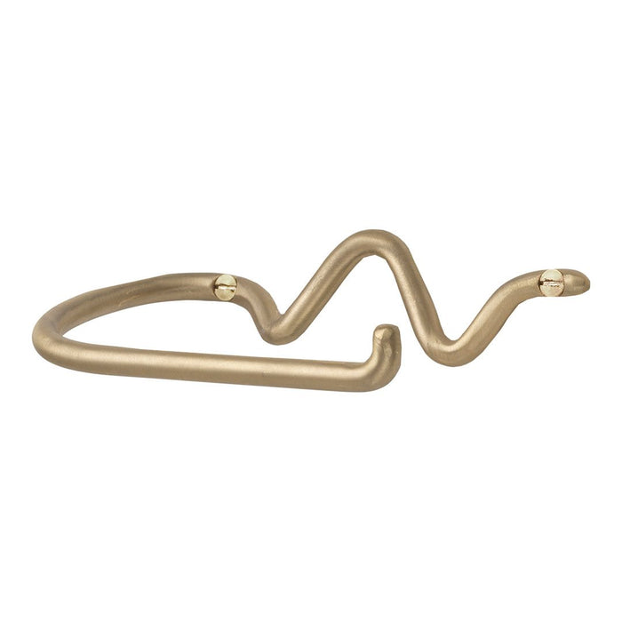 Gold wavy metal hook with a sleek, modern design, perfect for stylish home organization.