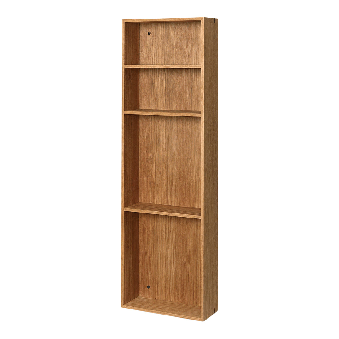 Light wood bookshelf with a natural finish, featuring a smooth surface and minimalist design for versatile décor.