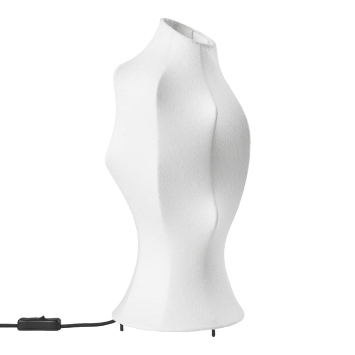 Sleek white mannequin lamp with smooth curves, showcasing a modern design and clean, minimalist aesthetic.
