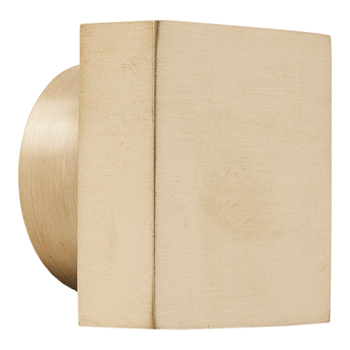 Brushed gold square knob with a smooth finish, showcasing a minimalist design and elegant metallic sheen.