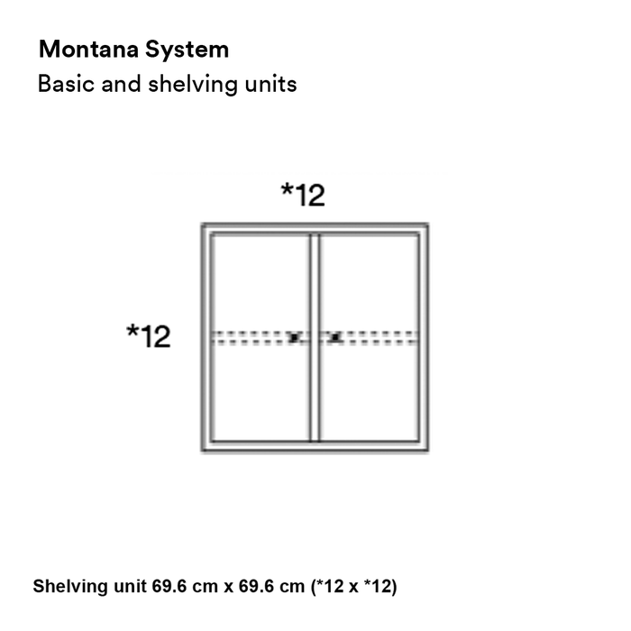 "Montana shelving unit design featuring a minimalist black outline on a clean white background."