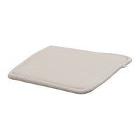 Light beige square cushion with a smooth, textured surface, ideal for home decor and comfort.