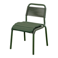Green outdoor chair featuring a sleek linear design and textured seat. Modern style perfect for patios and gardens.