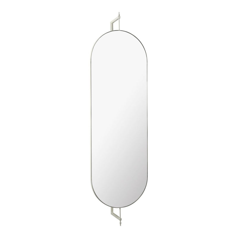 Sleek oval mirror with a minimalist silver frame and smooth reflective surface, perfect for modern decor.