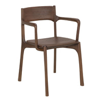 Brown wooden chair with a simple, smooth design and natural finish. Ideal for modern and minimalist settings.