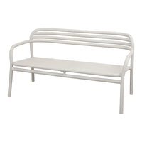 Light grey modern bench with sleek lines and a minimalist design. Ideal for contemporary outdoor or indoor spaces.