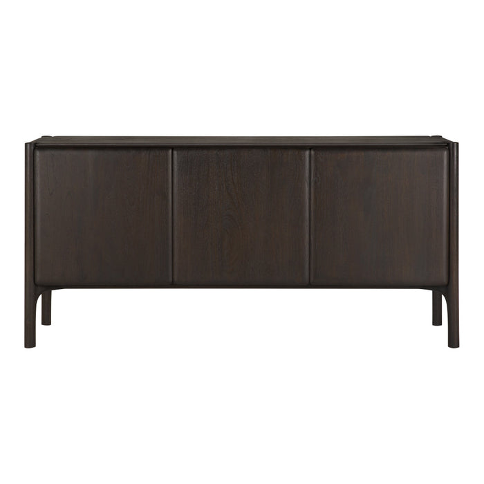 Dark wood sideboard with a smooth, rich walnut finish and sleek, minimalistic design. Perfect for modern interiors.