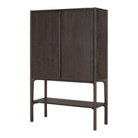 Dark wood storage cabinet with a sleek, minimal design and smooth, seamless finish. Perfect for modern interiors.