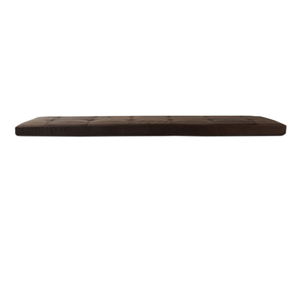 Dark brown tufted mattress with a smooth surface on a white background. Ideal for modern decor.