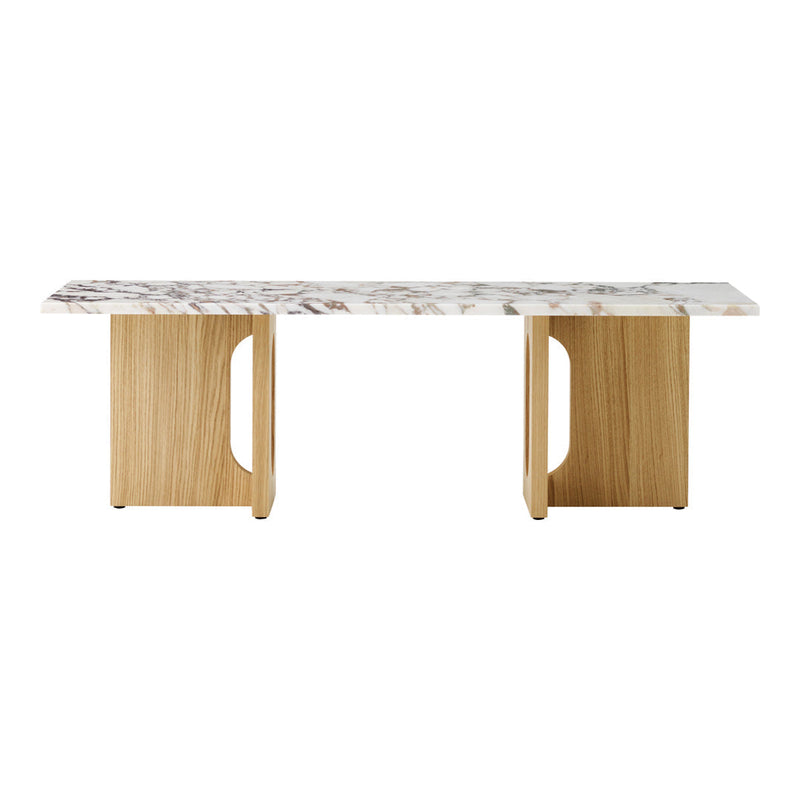 White and gray marbled top with light wood legs, featuring a modern minimalist design. Ideal for contemporary decor.