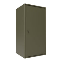 Olive green storage cabinet with a smooth, solid finish and minimal design. Ideal for modern home interiors.