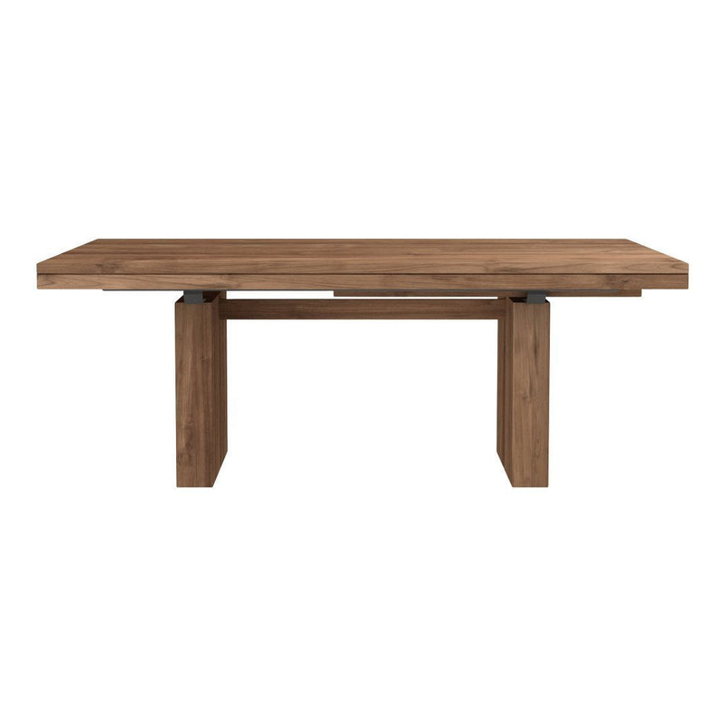 Wooden dining table in rich brown tones with a smooth finish and clean, minimalist design. Perfect for modern interiors.