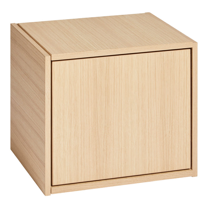 Light oak wood cube storage with a smooth, textured finish and natural grain pattern. Ideal for minimalist decor.