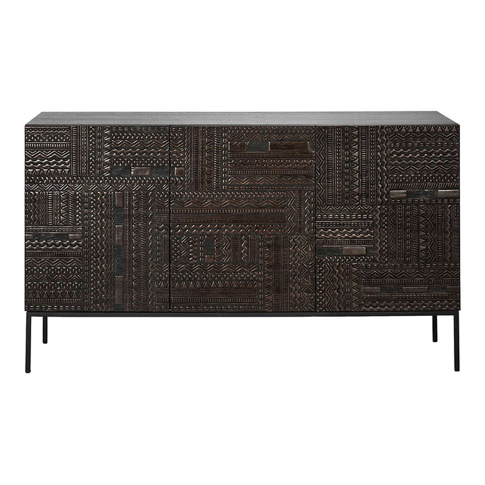 Dark brown textured sideboard with intricate patterns and a sleek, modern design.