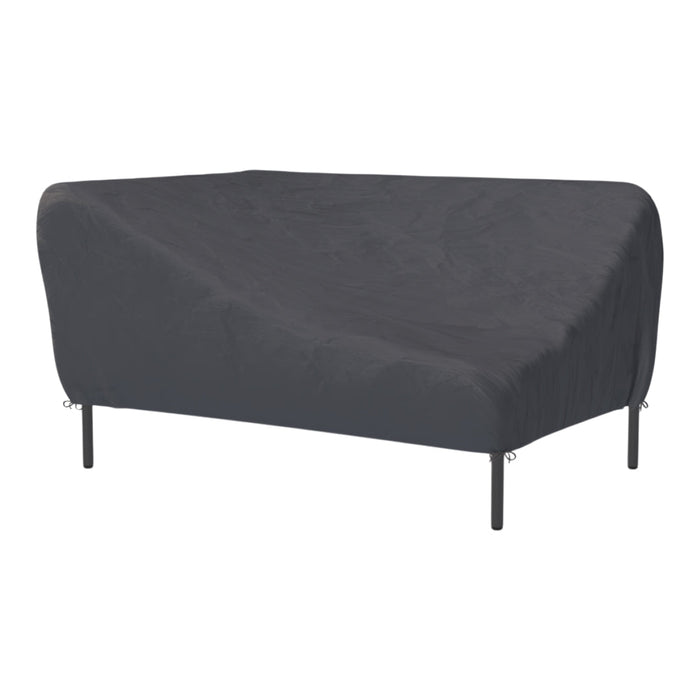 Dark gray outdoor sofa cover with smooth texture and minimalist design, perfect for protecting furniture.