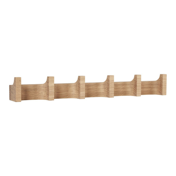 Natural oak wood wall rack with a smooth, light brown finish and subtle wood grain pattern. Perfect for minimalist decor.