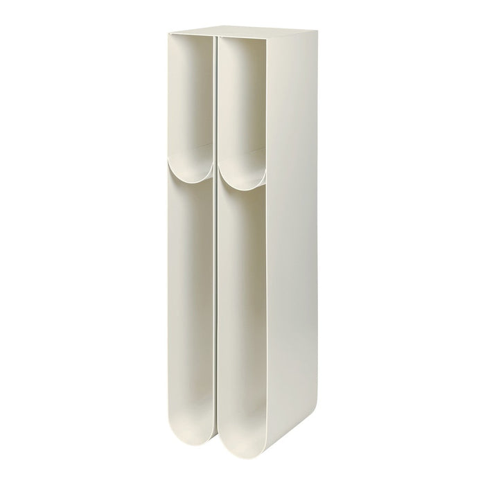 Minimalist cream paper holder with sleek, curved slots and a smooth matte finish, perfect for modern decor.