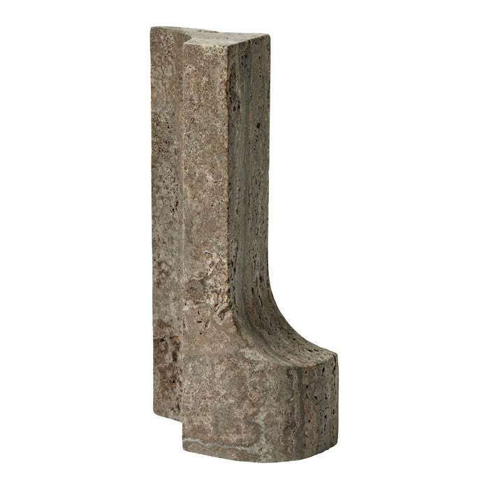 Textured gray stone sculpture with a rustic finish and natural variations. Ideal for modern decor.