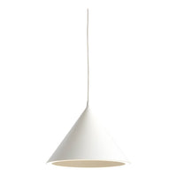 White conical pendant lamp with a smooth finish, perfect for modern lighting design.