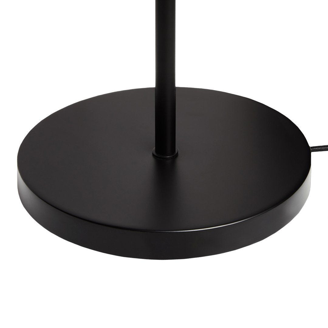 Black lamp base with a smooth, round design and minimalistic appearance, perfect for modern decor.