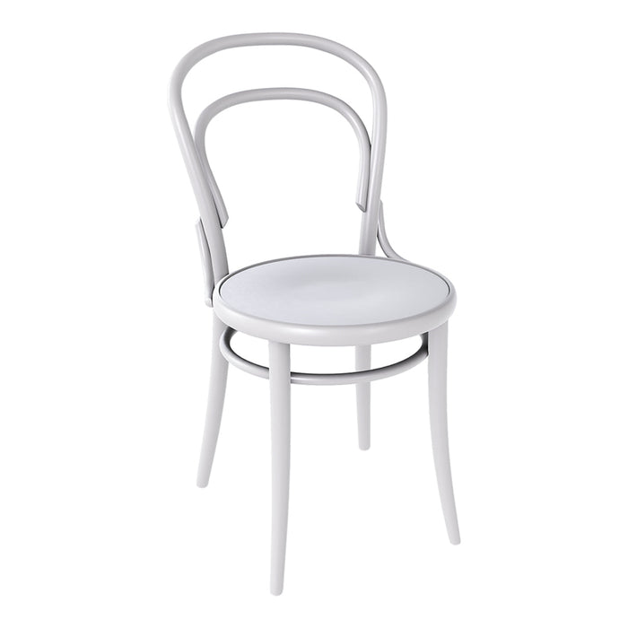 Classic white bentwood chair with a sleek, minimalistic design and a smooth, round seat. Perfect for modern spaces.