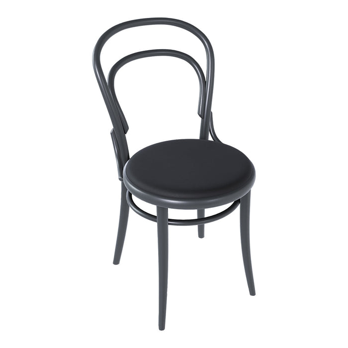 Stylish black chair with a minimalist design and elegant curved backrest. Perfect for modern interiors.