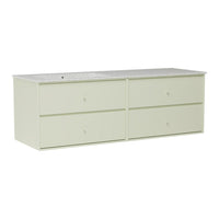 Light green dresser with a smooth top and four spacious drawers in a minimalist design. Ideal for modern decor.