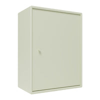 Light green metal cabinet with a smooth, minimalist design and a single door. Ideal for modern decor.