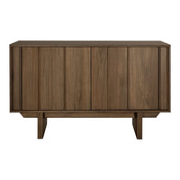 "Stylish walnut cabinet with smooth, vertical wood grain and a rich brown finish."