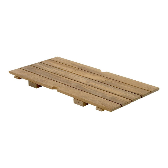 Natural wood pallet with a smooth texture, featuring a light brown hue and horizontal slat pattern.