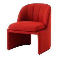 Textured red chair with subtle patterns, featuring a modern, curved design and plush seating for stylish decor.