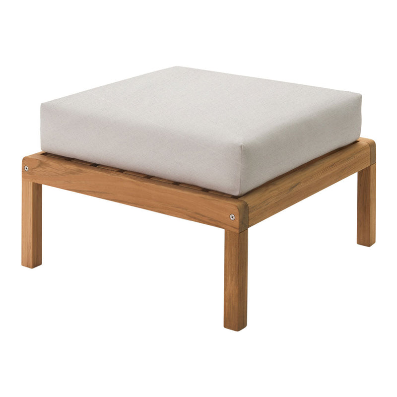 Light gray cushion on a natural wood base, featuring a minimalist design with clean lines and subtle textures.