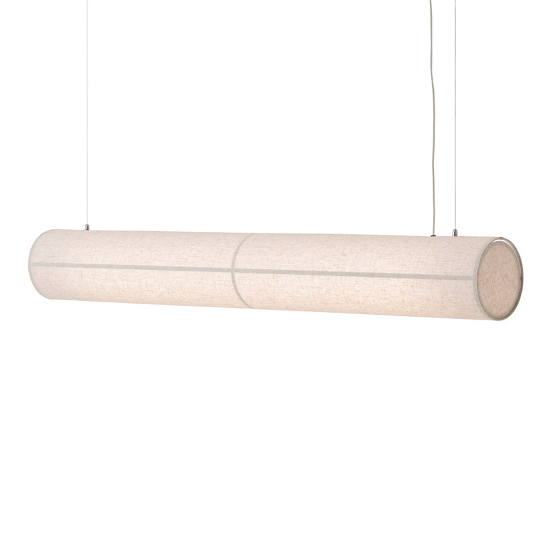 "Minimalist white cylindrical pendant light with a smooth texture, perfect for modern decor."