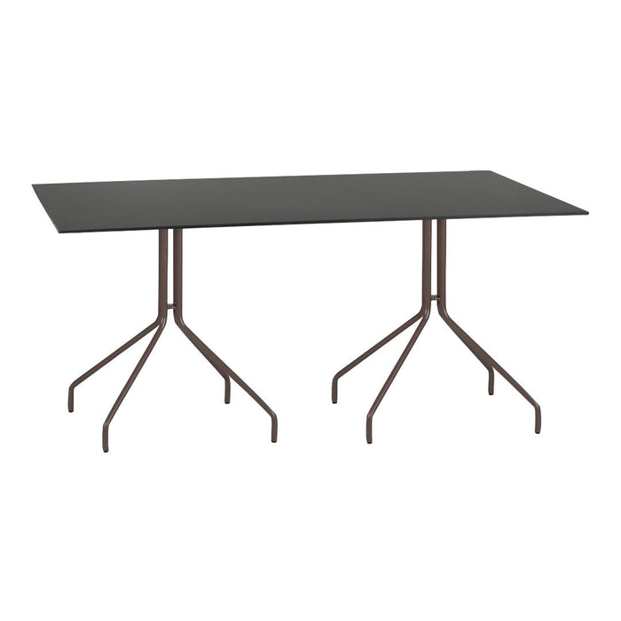 Black tabletop with brown, modern tripod legs in a sleek, minimalistic design. Perfect for contemporary spaces.