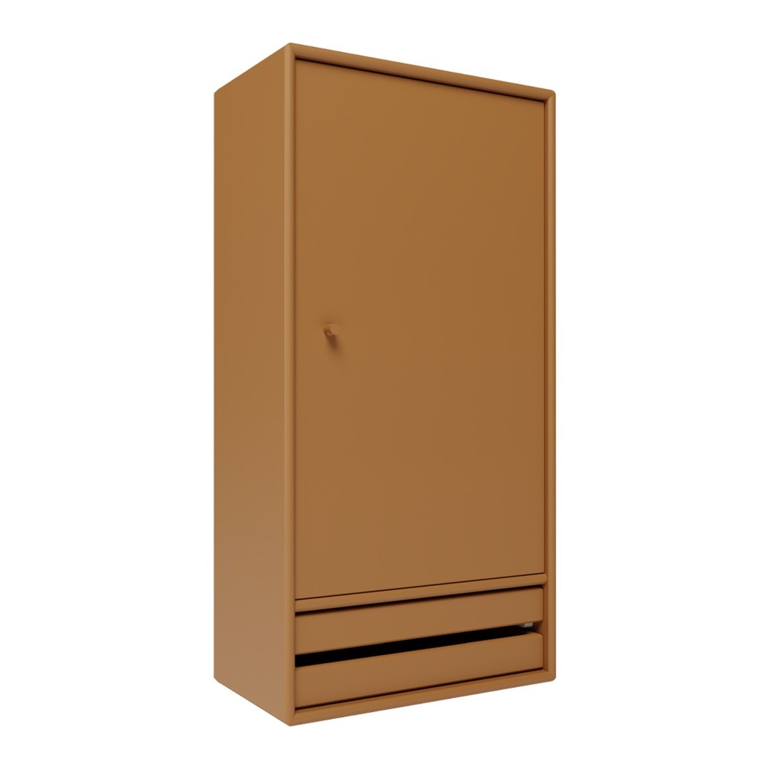 "Solid brown cabinet with a sleek finish and minimalist design, ideal for modern spaces."