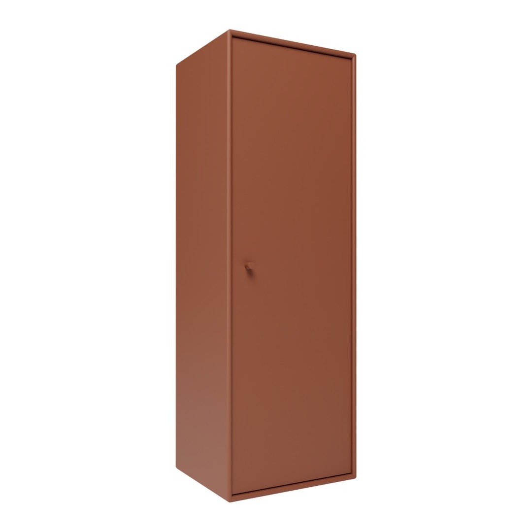 Tall, solid cabinet in warm terracotta color with a smooth finish and minimalist design. Perfect for modern spaces.