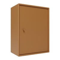 Solid brown cabinet with a smooth finish and minimalistic design. Perfect for modern decor.