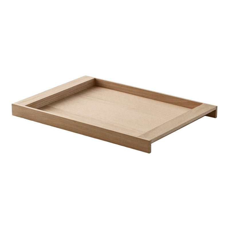 Natural wood grain tray in light beige, featuring a simple rectangular design and smooth finish. Perfect for home decor.