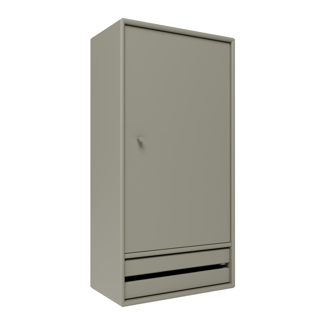 Sleek gray cabinet with a smooth finish and minimalist design, featuring a single drawer at the bottom.