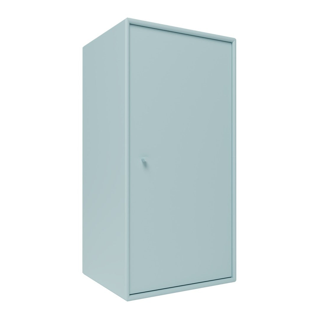 Light blue cabinet with a smooth finish and minimalist design, ideal for modern home décor.