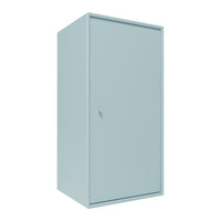 Light blue cabinet with a smooth finish and minimalist design, ideal for modern home décor.