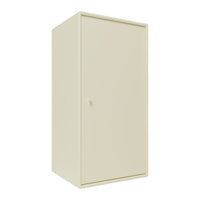Plain beige storage cabinet with a smooth surface and minimalistic design. Ideal for various home or office settings.